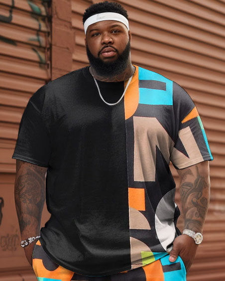 Big & Tall Graphic Graffiti T-Shirt Shorts Set for big men view 2