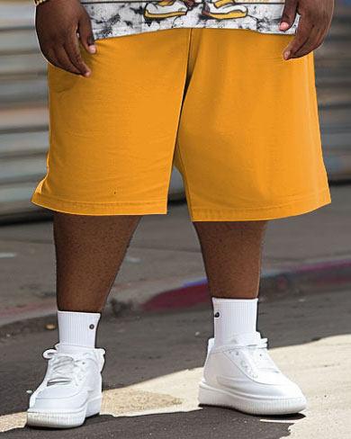 Big & Tall Graphic Graffiti T-Shirt Shorts Set for big men view 4