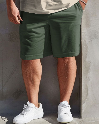 Big & Tall Patchwork Athletic T-Shirt Shorts Set for big men view 3