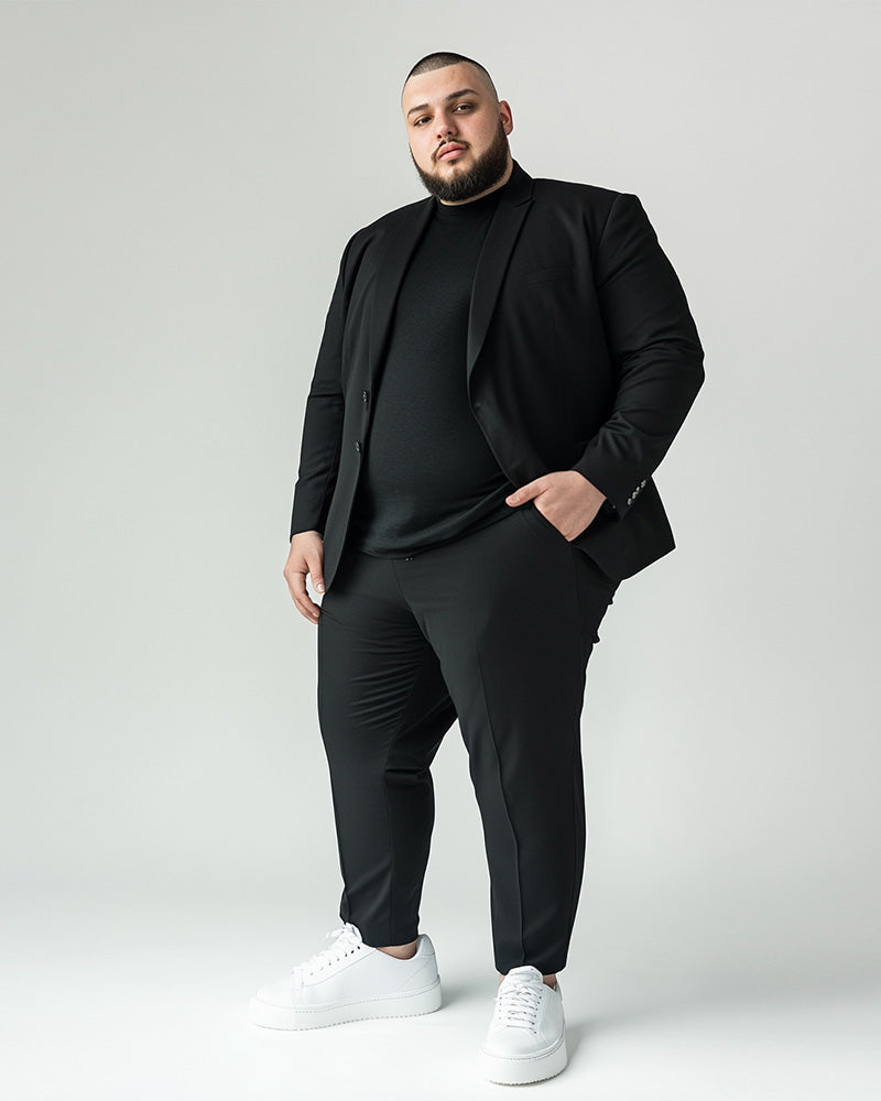 Big & Tall Solid Color Business Casual Two-piece Set for big men view 1