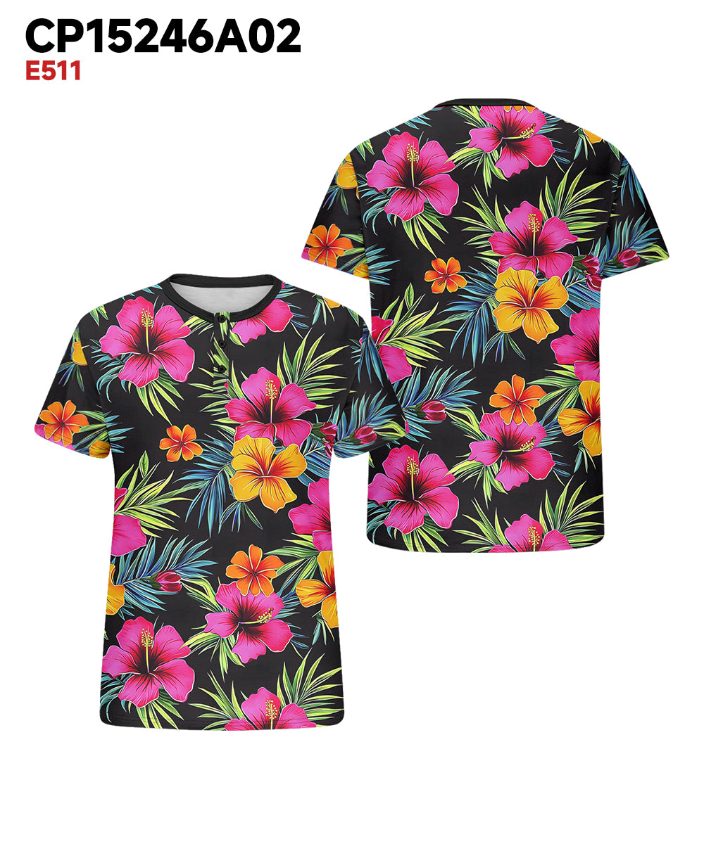 Big & Tall Pink Hawaiian Graphic T-Shirt for big men view 3