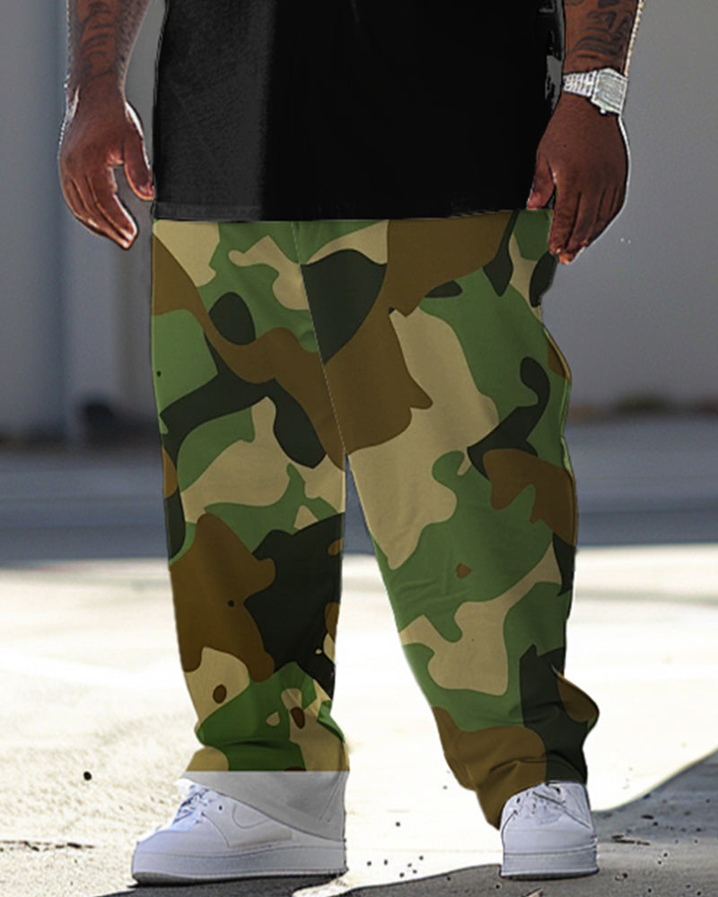 Big & Tall Graphic Camouflage T-Shirt Pants Set for big men view 3