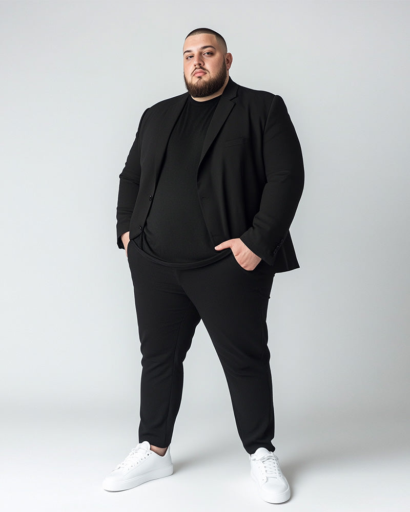 Big & Tall Solid Color Business Casual Two-piece Set for big men view 2