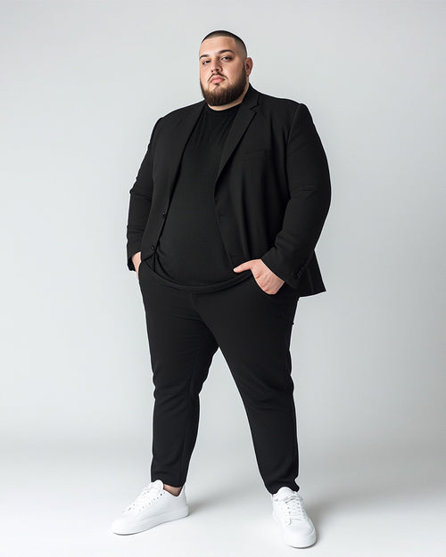Big & Tall Solid Color Business Casual Two-piece Set for big men view 2