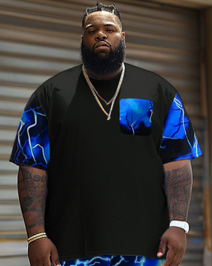 Big & Tall Graphic Streetwear T-Shirt Shorts Set for big men view 2