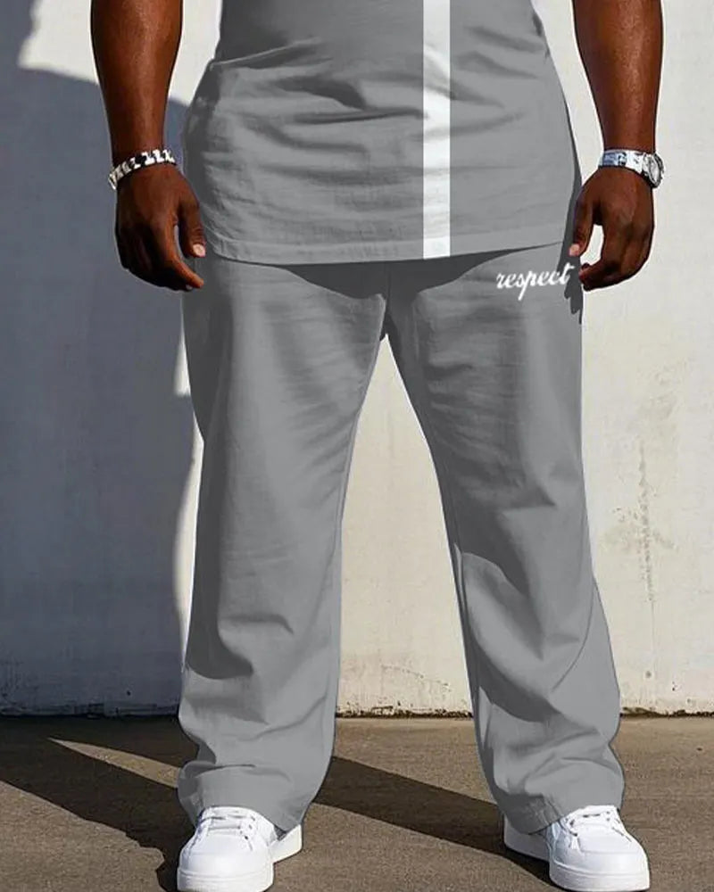 Big & Tall Gray Hawaiian Colorblock Vest Pants Set for big men view 3