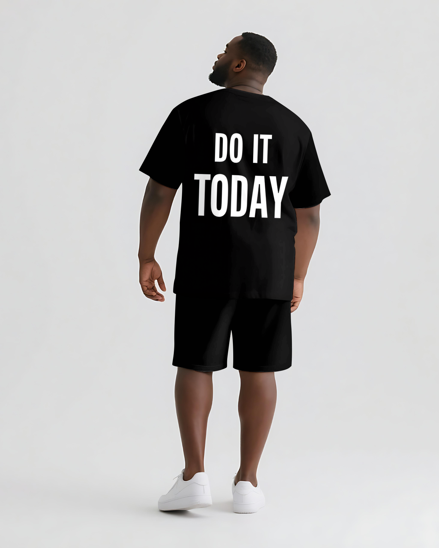 Big & Tall Graphic Streetwear Two-piece Set for big men view 3