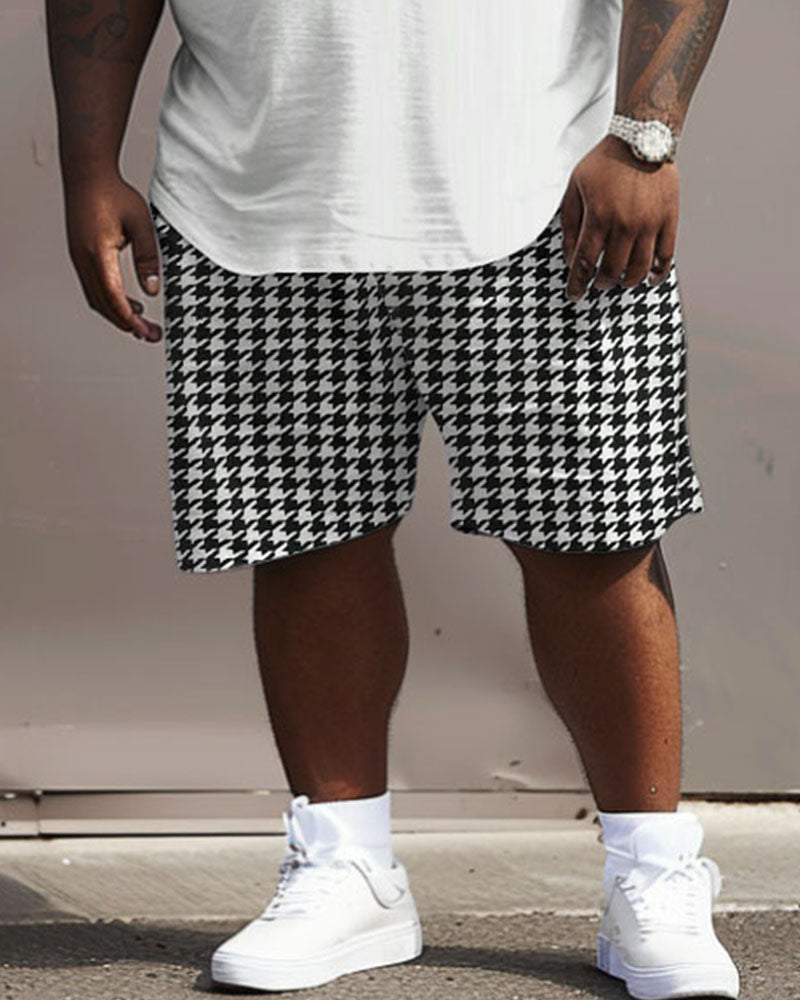 Big & Tall Colorblock Geometric T-Shirt Shorts Set for big men view 4