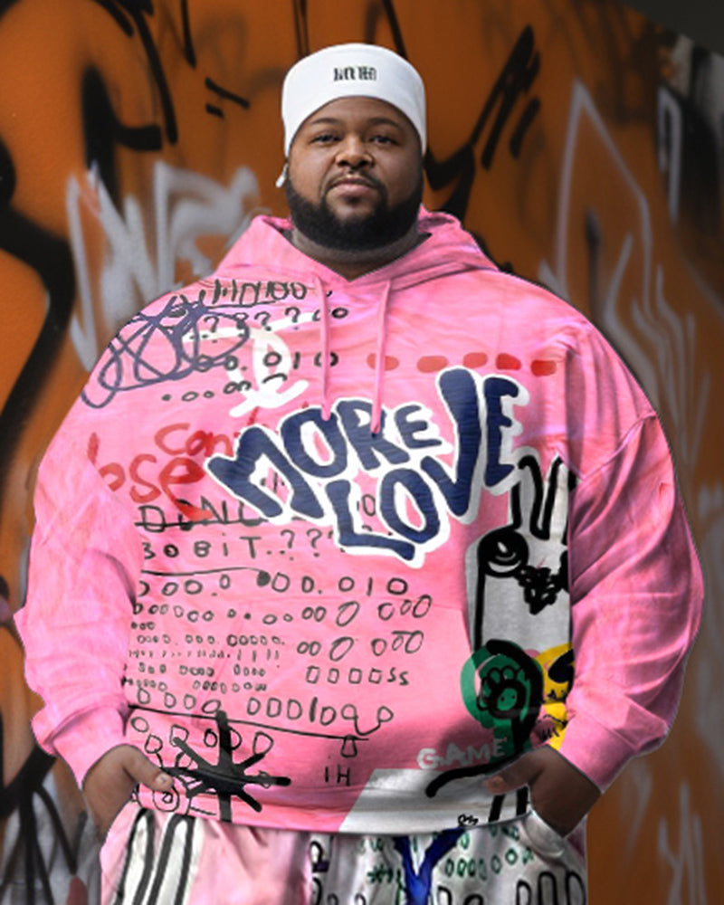Big & Tall Graffiti Streetwear Hoodie Sweatpants Set for big men view 5