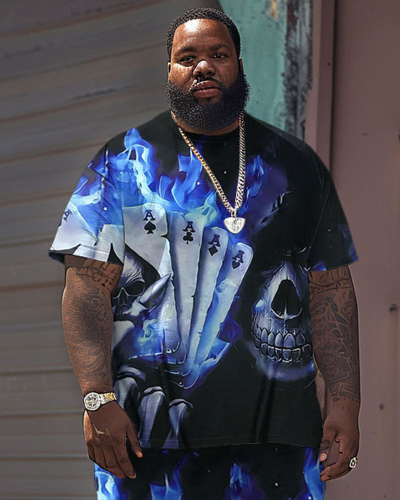 Big & Tall Graphic Streetwear T-Shirt Shorts Set for big men view 2
