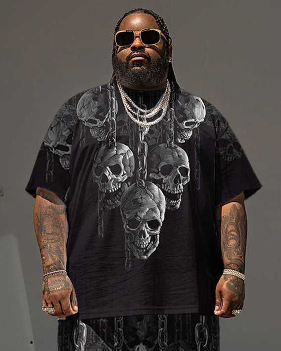 Big & Tall Graphic Streetwear T-Shirt Shorts Set for big men view 2