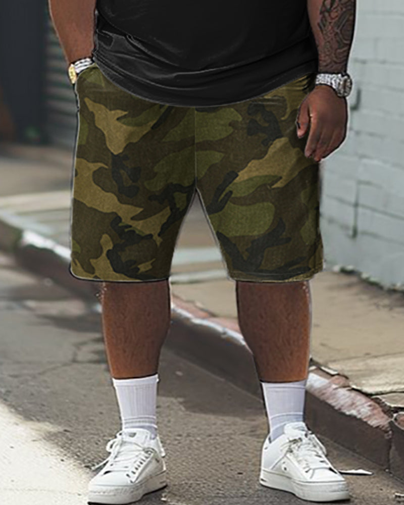 Big & Tall Colorblock Graphic T-Shirt Shorts Set for big men view 3