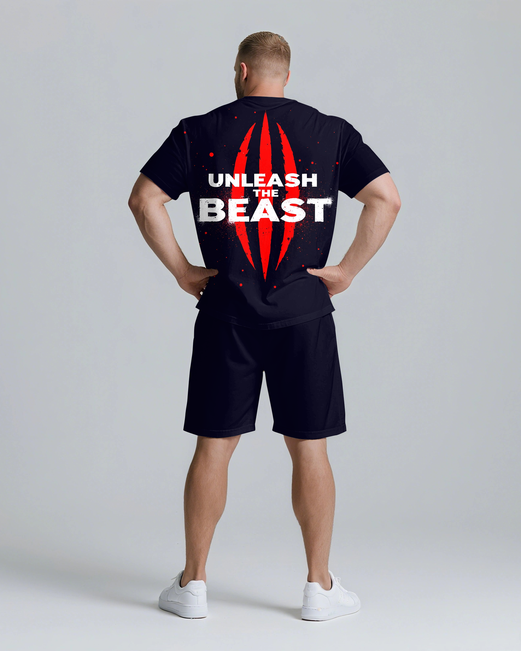 Big & Tall Streetwear T-Shirt Shorts Set for big men view 1