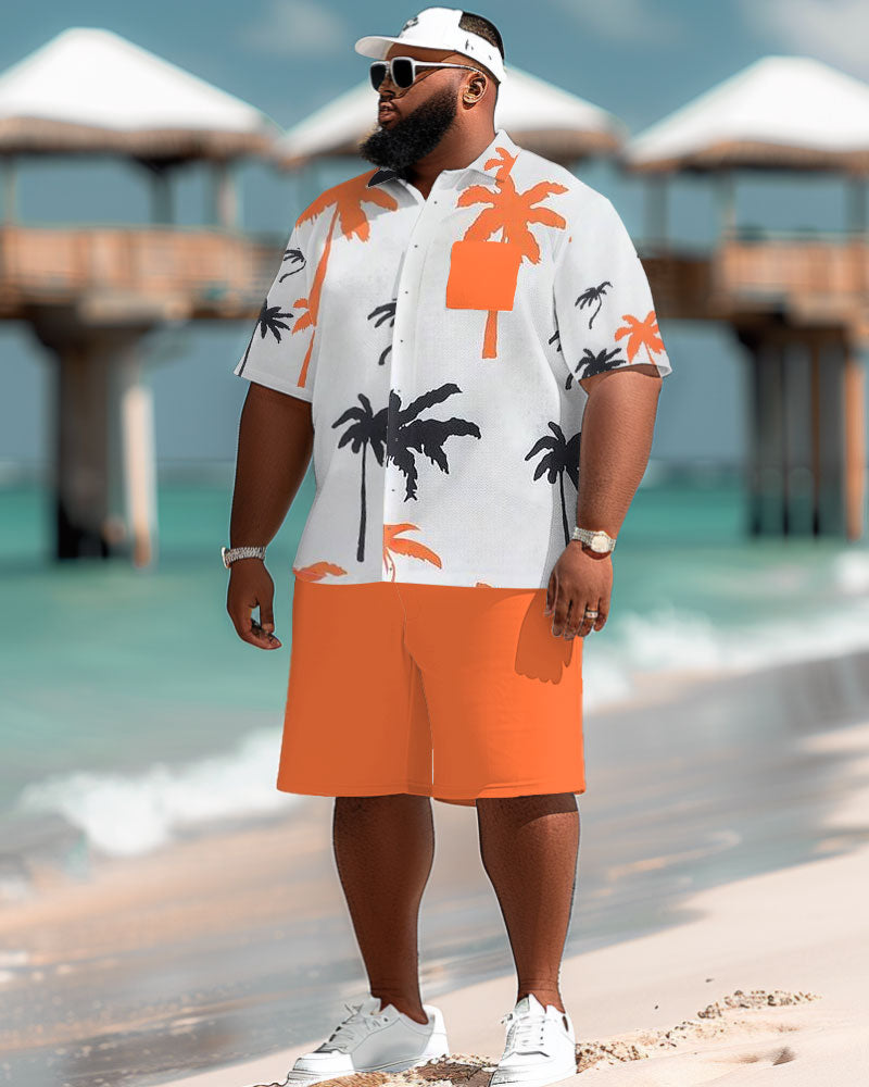 Big & Tall Hawaiian Graphic T-Shirt Shorts Set for big men view 2