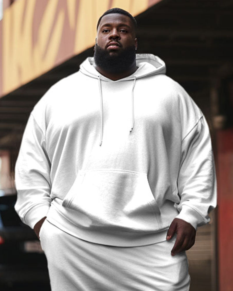 Big & Tall Solid Color Athletic Hoodie Sweatpants Set for big men view 4