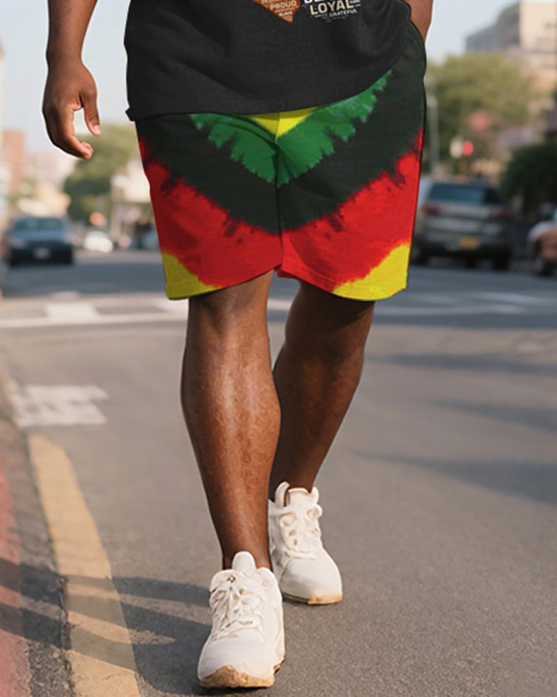 Big & Tall Juneteenth Graphic T-Shirt Shorts Set for big men view 3