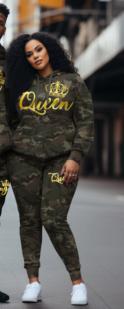 Big & Tall Graphic Camouflage Hoodie Sweatpants Set for big men view 12