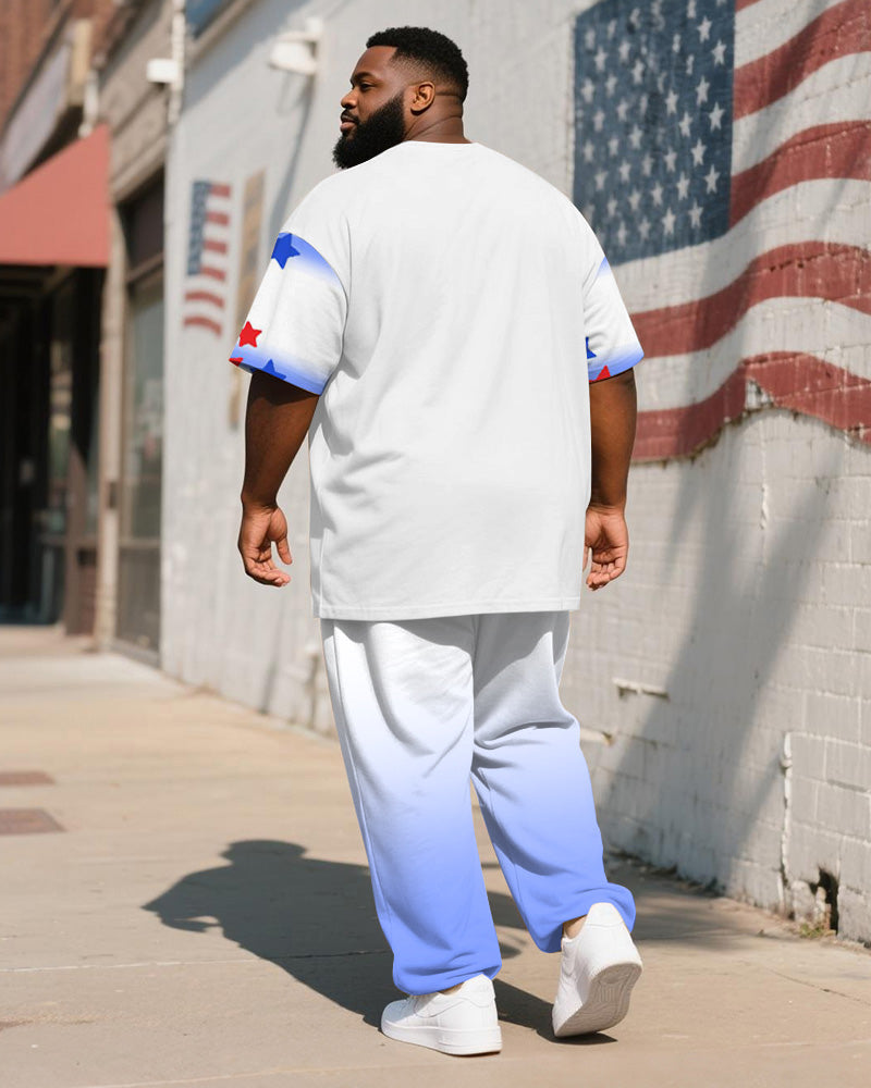 Big & Tall Gradient Graphic T-Shirt Pants Set for big men view 4