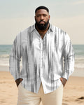 Big & Tall Black White Geometric Long Sleeve Shirt for big men view 1