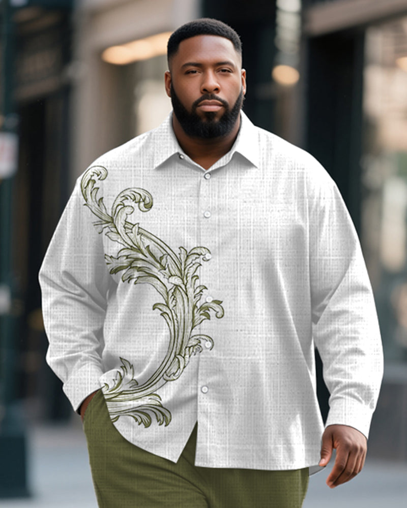 Big & Tall Green Graphic Patchwork T-Shirt Pants Set for big men view 2