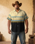 Big & Tall Black Western Denim Short Sleeve Shirt for big men view 2