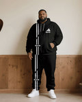 Big & Tall Black Graphic Hoodie Sweatpants Set for big men view 1