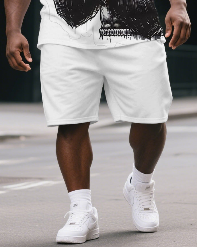 Big & Tall Graphic T-Shirt Shorts Set for big men view 3