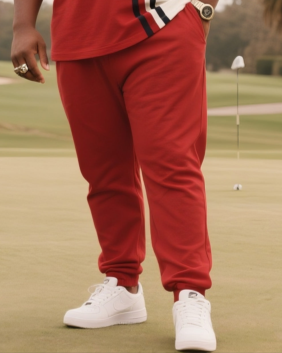 Big & Tall White Red Striped Jeans for big men view 3