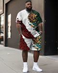 Big & Tall Graphic Streetwear T-Shirt Shorts Set for big men view 1