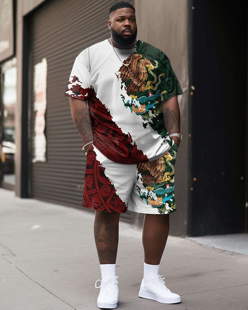 Big & Tall Graphic Streetwear T-Shirt Shorts Set for big men view 1