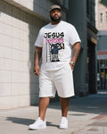 Big & Tall Graphic T-Shirt Shorts Set for big men view 1