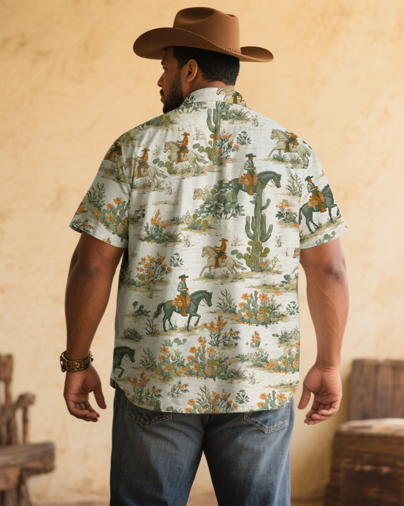 Big & Tall Western Denim Short Sleeve Shirt for big men view 2