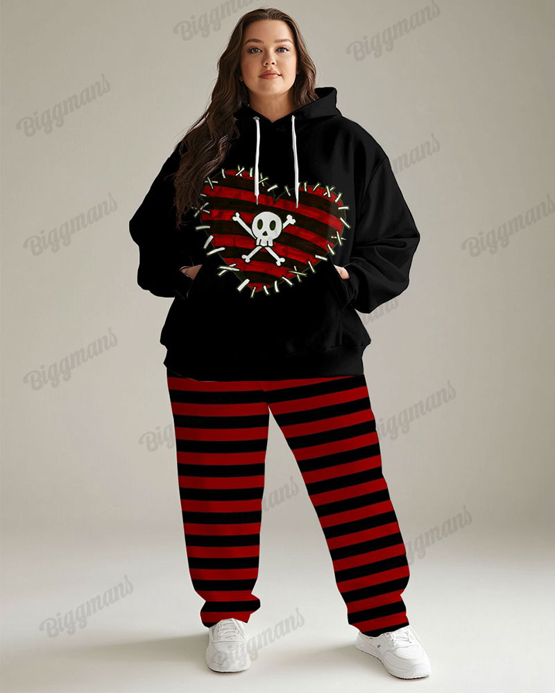 Big & Tall Colorblock Striped Hoodie Sweatpants Set for big men view 1