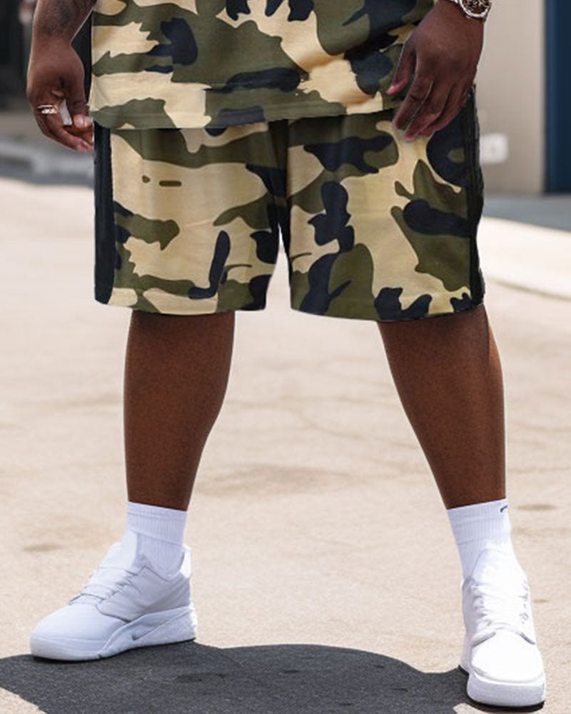 Big & Tall Colorblock Graphic T-Shirt Shorts Set for big men view 3