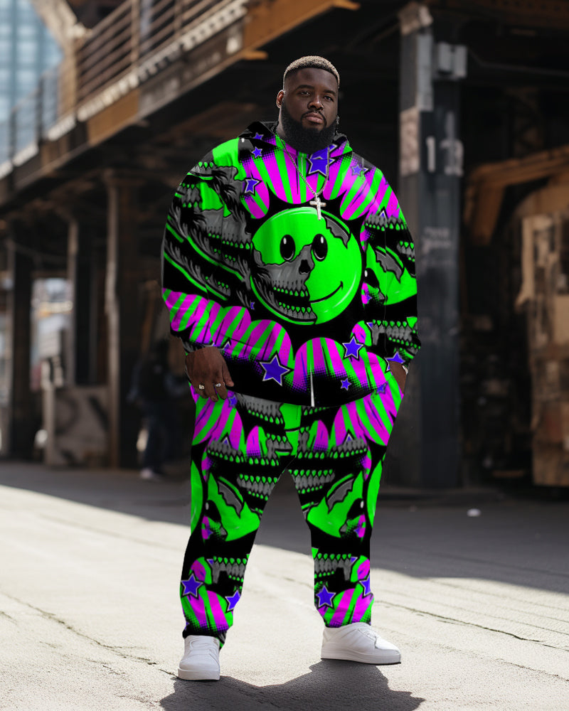 Big & Tall Green Geometric Hoodie Sweatpants Set for big men view 1