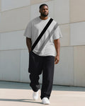 Big & Tall Colorblock Striped T-Shirt Pants Set for big men view 3