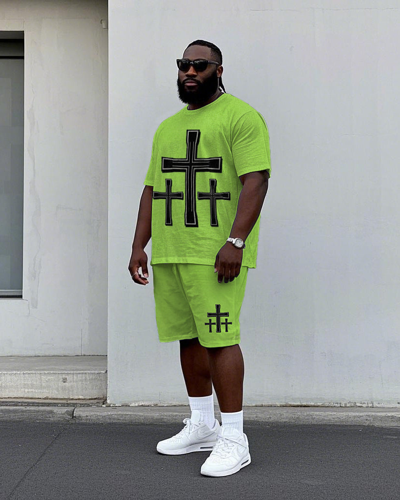 Big & Tall Streetwear T-Shirt Shorts Set for big men view 1