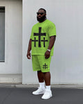 Big & Tall Streetwear T-Shirt Shorts Set for big men view 1