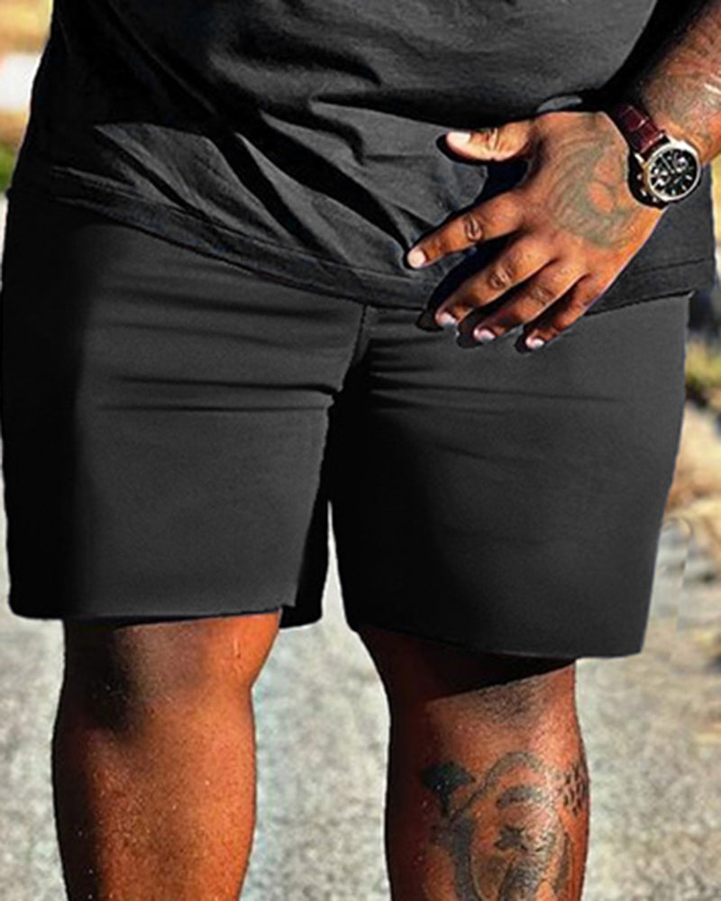 Big & Tall Graphic Streetwear T-Shirt Shorts Set for big men view 6