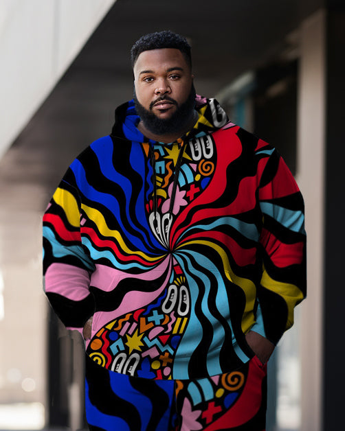 Big & Tall Graffiti Streetwear Hoodie Sweatpants Set for big men view 2