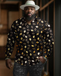 Big & Tall Geometric Streetwear Shirt Pants Set for big men