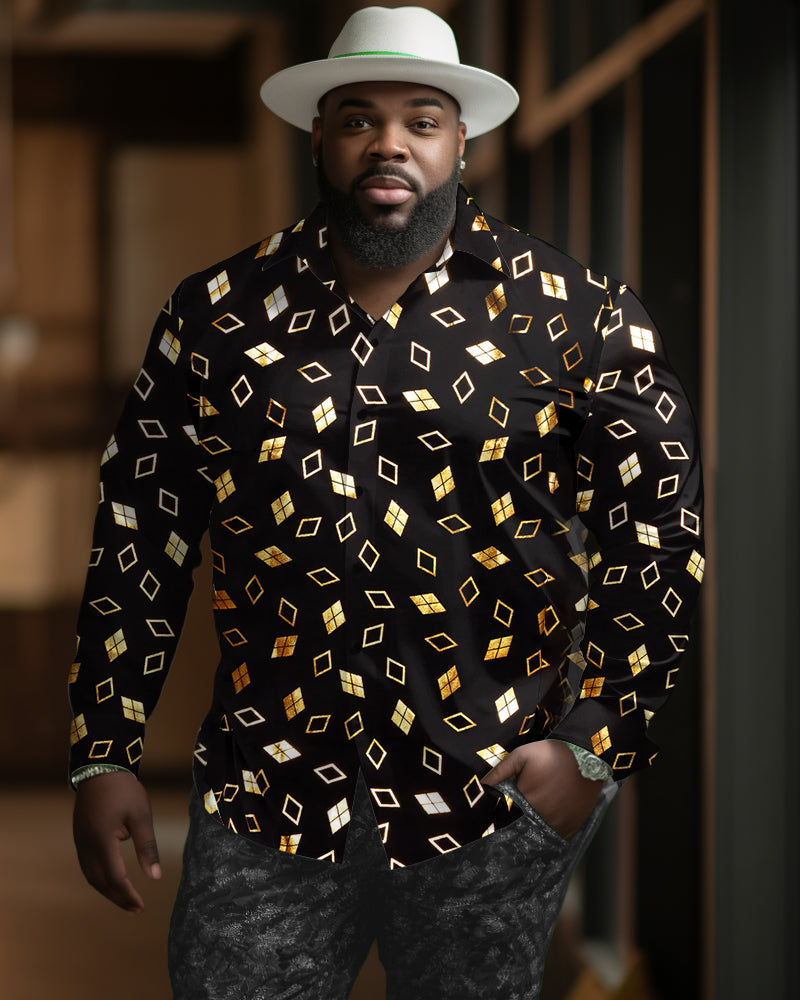 Big & Tall Geometric Streetwear Shirt Pants Set for big men