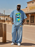 Big & Tall Denim Streetwear T-Shirt Pants Set for big men