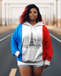 Big & Tall White Blue Hawaiian Hoodie for big men