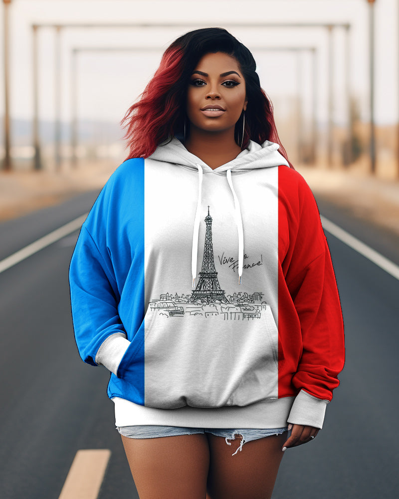 Big & Tall White Blue Hawaiian Hoodie for big men