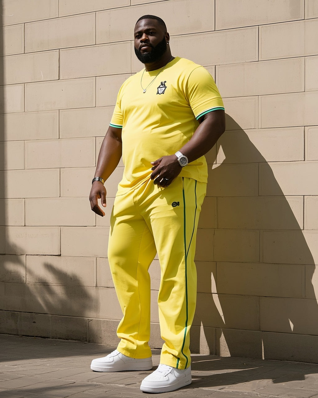 Big & Tall Striped Athletic T-Shirt Pants Set for big men view 2