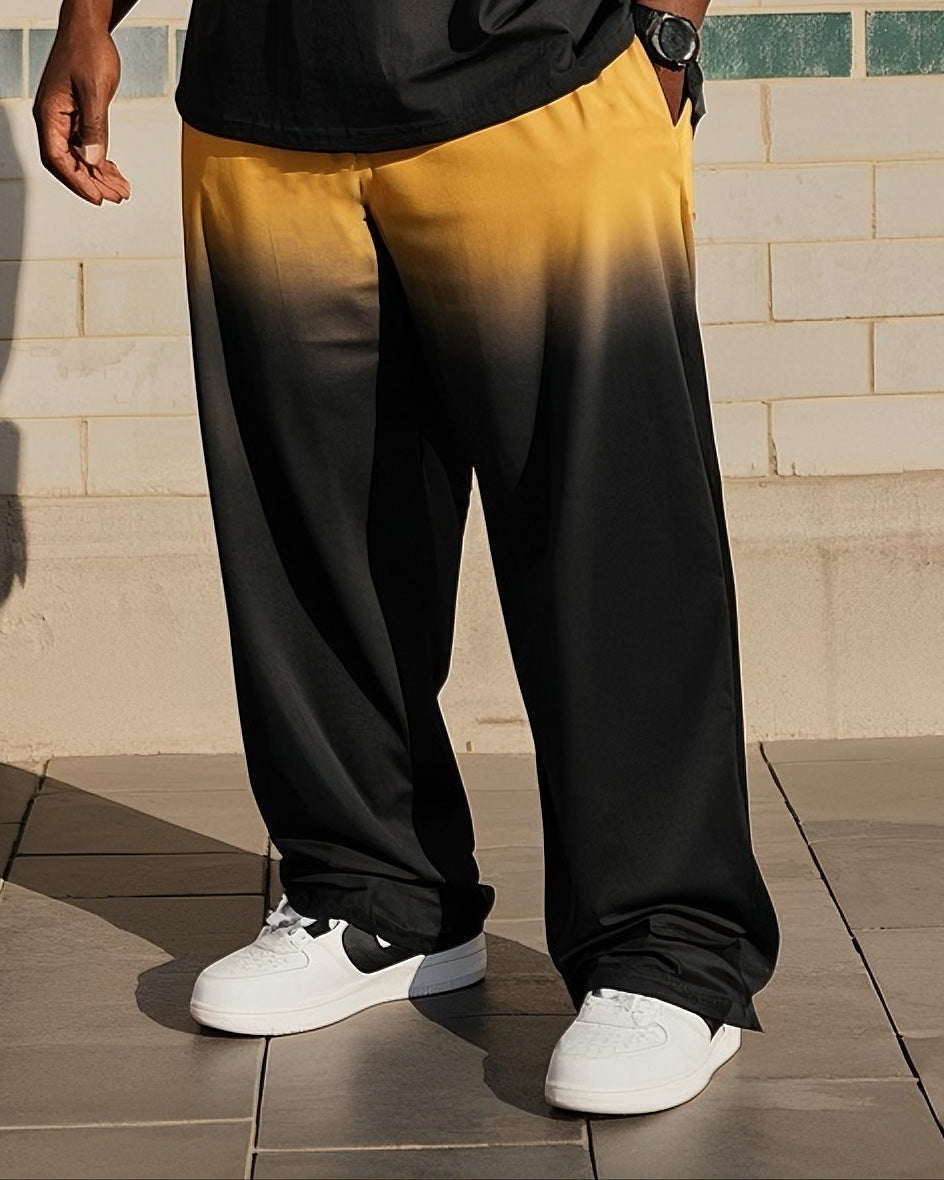 Big & Tall Black Gradient Vest Pants Set for big men view 3