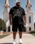 Big & Tall Graphic T-Shirt Shorts Set for big men view 1