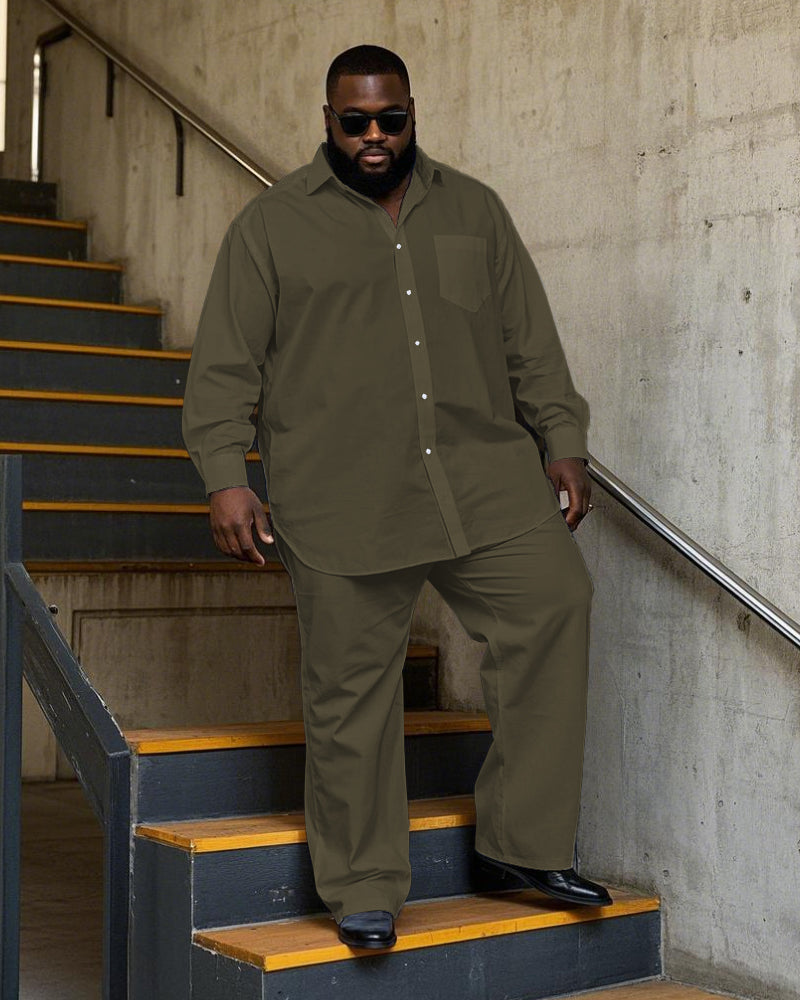 Big & Tall Solid Color T-Shirt Pants Set for big men view 11
