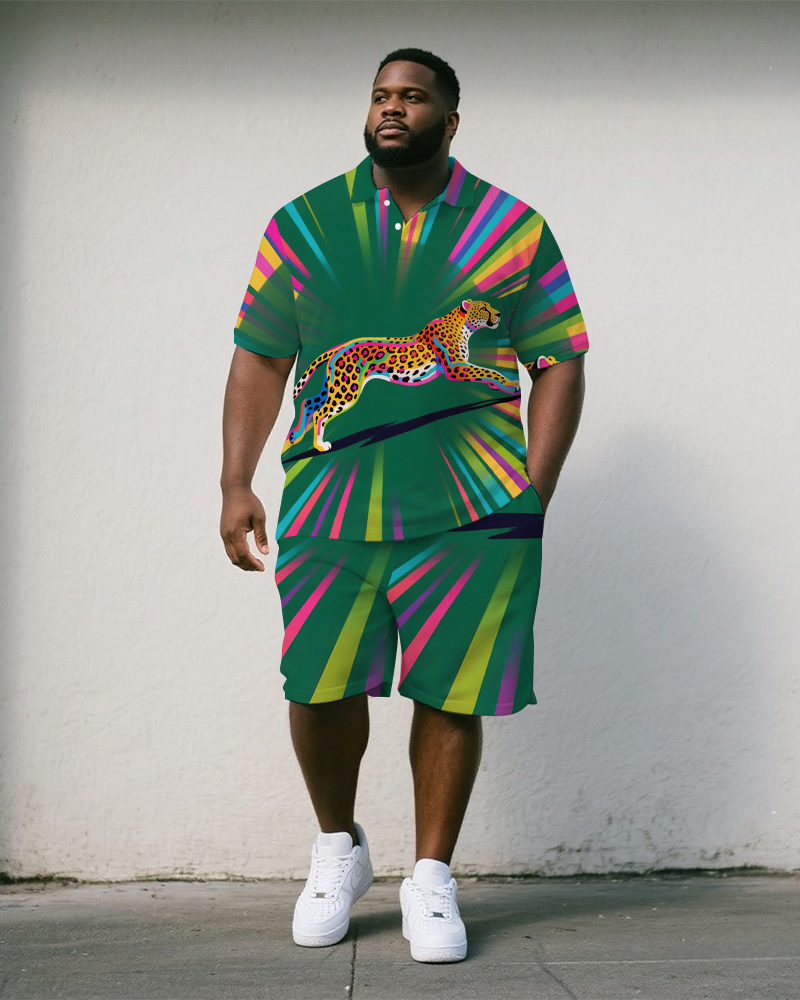 Big & Tall Streetwear Polo Shorts Set for big men view 1